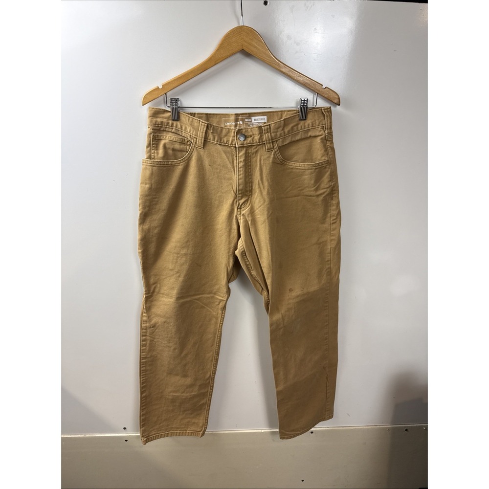 Carhartt Rugged Flex Relaxed Fit Canvas 5-Pocket Work Pants Brown 34x28 BN2517-M